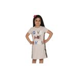 Toontoy Gıve Me Pul Nakışlı Kahverengi Kız Çocuk Elbise