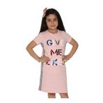 Toontoy Gıve Me Pul Nakışlı Pembe Melanj Kız Çocuk Elbise