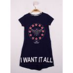 Toontoy I Want It All Baskılı Lacivert Kız Çocuk Elbise