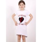 Toontoy K-135 5 Yaş Beyaz Keep Away Baskı Kız Çocuk Elbise