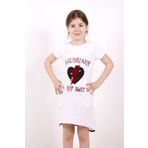 Toontoy K-136 6 Yaş Beyaz Keep Away Baskı Kız Çocuk Elbise