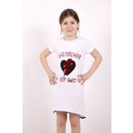 Toontoy K-137 7 Yaş Beyaz Keep Away Baskı Kız Çocuk Elbise