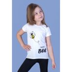 Toontoy Kids Arı Baskılı Ekru Kız Çocuk T-shirt