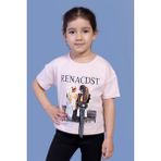 Toontoy Kids Dijital Baskılı Arkası Detaylı Pudra Kız Çocuk T-shirt