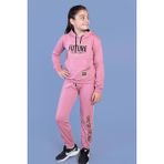 Toontoy Kids Kız Çocuk Baskılı Kanguru Cepli Eşofman Takımı - Gül Kurusu - 12 - 13 Yaş