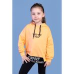 Toontoy Kids Kız Çocuk Kapüşonlu Garni Detaylı Baskılı Sweatshirt - 6 Yaş - Turuncu