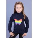 Toontoy Kids Kız Çocuk Pamuklu Balıkçı Yaka Popıt Desenli Sweatshirt - 3 Yaş - Lacivert