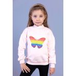Toontoy Kids Kız Çocuk Pamuklu Balıkçı Yaka Popıt Desenli Sweatshirt - 3 Yaş - Pudra