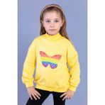 Toontoy Kids Kız Çocuk Pamuklu Balıkçı Yaka Popıt Desenli Sweatshirt - 3 Yaş - Sarı