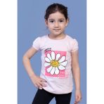 Toontoy Kids Papatya Baskılı Taş İşlemeli Pudra Kız Çocuk T-shirt