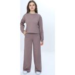 Toontoy Kids Toontoy Kız Çocuk 2'li Takım Taş İşlemeli Bisiklet Yaka Sweatshirt & Beli Lastikli Bol Paça Cepli Eşofman Altı