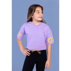 Toontoy Kids Toontoy Kız Çocuk Baskılı Crop Tişört - Lila - 10 Yaş