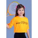 Toontoy Kids Toontoy Kız Çocuk Baskılı Düşük Kol Crop Tişört - Turuncu - 8 Yaş