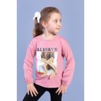 Toontoy Kids Toontoy Kız Çocuk Baskılı Kol Ucu Lastikli Tişört - 5 Yaş - Gül Kurusu