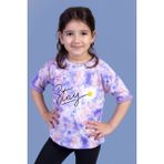 Toontoy Kids Toontoy Kız Çocuk Batik Desenli Baskılı Tişört - Lila - 4 Yaş