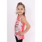 Toontoy Kids Toontoy Kız Çocuk Bisiklet Baskılı Atlet - Nar Çiçeği - 8 Yaş