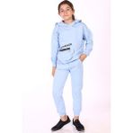Toontoy Kids Toontoy Kız Çocuk Cep Detaylı Baskılı Eşofman Takımı - Mavi - 12 - 13 Yaş