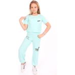 Toontoy Kids Toontoy Kız Çocuk Enjoy Yes Baskılı Eşofman Takım - Mint Yeşili - 12 - 13 Yaş
