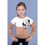 Toontoy Kids Toontoy Kız Çocuk Garnili Mickey Mouse Baskılı Sweatshirt - 2 Yaş - Kahverengi