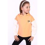 Toontoy Kids Toontoy Kız Çocuk Kapüşonlu Blok Renkli Sweatshirt - 4 Yaş - Turuncu