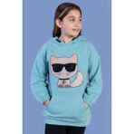 Toontoy Kids Toontoy Kız Çocuk Kedi Desenli Taş Işlemeli Kanguru Cepli Sweatshirt - 6 Yaş - Yeşil