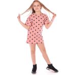 Toontoy Kids Toontoy Kız Çocuk Kolu Fırfırlı Komple Puantiye Baskılı Elbise - 6 Yaş - Koyu Pudra