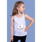 Toontoy Kids Toontoy Kız Çocuk Kuğu Baskılı Atlet - Gri Melanj - 6 Yaş