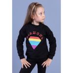 Toontoy Kids Toontoy Kız Çocuk Popıt Baskılı Içi Pamuklu Sweatshirt - 7 Yaş - Siyah