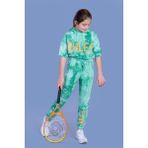 Toontoy Kids Toontoy Kız Çocuk Rules Baskılı Batik Desenli Crop Eşofman Takımı - 6 Yaş - Yeşil