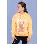 Toontoy Kids Toontoy Kız Çocuk Tavşan Baskılı Kapüşonlu Sweatshirt - 12 Yaş - Turuncu