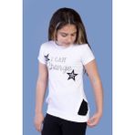 Toontoy Kids Yıldız Baskılı Taş İşlemeli Ekru Kız Çocuk T-shirt
