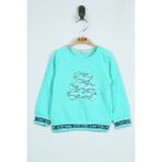 Toontoy Kız Bebek Ayıcık Baskılı Sweatshirt - 9 Ay - Mint