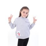 Toontoy Kız Bebek Baskılı Sweatshirt Gri Melanj 2 YAŞ