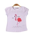 Toontoy Kız Bebek Filamingo Baskılı Tişört Beyaz 6 AY
