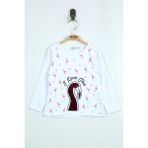 Toontoy Kız Bebek Flamingo Nakışlı Sweatshirt - 9 Ay - Beyaz