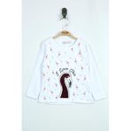 TOONTOY Kız Bebek Flamingo Nakışlı T-Shirt 6 Ay, 6 Ay, 11615-, Beyaz, Kız bebek