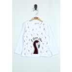 Toontoy Kız Bebek Flamingo Nakışlı T-Shirt Beyaz 6 AY