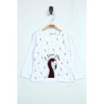 Toontoy Kız Bebek Flamingo Nakışlı T-Shirt Beyaz 9 AY