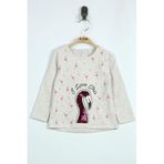 TOONTOY Kız Bebek Flamingo Nakışlı T-Shirt Kahve Melanj 9 Ay, 9 Ay, 11615-, Kahve Melanj, Kız bebek