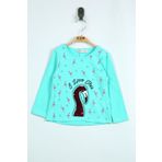 Toontoy Kız Bebek Flamingo Nakışlı T-Shirt Mint Yeşili 6 AY