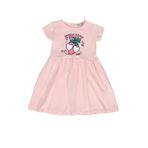 Toontoy Kız Bebek Fruit Yazılı Çilek Baskılı Elbise Pudra 9 AY