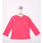 Toontoy Kız Bebek Göğsü Nakışlı T-Shirt Fuşya 2 YAŞ