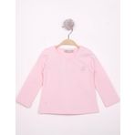 Toontoy Kız Bebek Göğsü Nakışlı T-Shirt Pudra 9 AY
