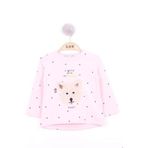 Toontoy Kız Bebek Köpek Nakışlı T-Shirt - 6 Ay - Açık Pembe
