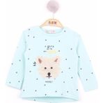 Toontoy Kız Bebek Köpek Nakışlı T-Shirt - 9 Ay - Mint