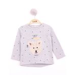 Toontoy Kız Bebek Köpek Nakışlı T-Shirt Gri Melanj 1 YAŞ