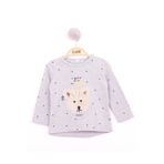 TOONTOY Kız Bebek Köpek Nakışlı T-Shirt Gri Melanj 9 Ay, 9 Ay, 16078-, Gri Melanj, Kız bebek