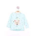 Toontoy Kız Bebek Köpek Nakışlı T-Shirt Mint Yeşili 9 AY
