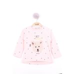 Toontoy Kız Bebek Köpek Nakışlı T-Shirt Pudra 9 AY