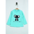 Toontoy Kız Bebek Panda Nakışlı Sweatshirt - 1 Yaş - Mint